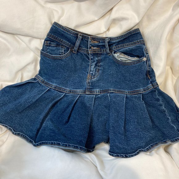 wild fable Dresses & Skirts - Jean pleated flared mini skirt